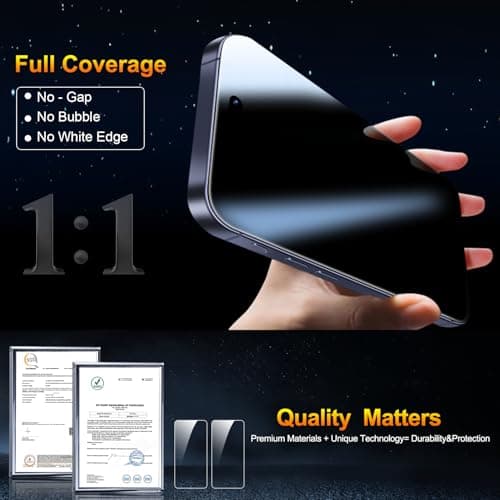 Verre trempé QsmQam 3 Pièces pour iPhone 17 Pro 6.3", Protection militaire écran 9H+, Caméra arrière protégée, Outils d'