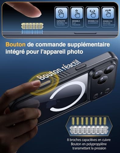Lanhiem Coque Étanche IP68 iPhone 17 Pro Max Militaire Chantier - Antichoc Incassable Protection Écran+Camera Noir