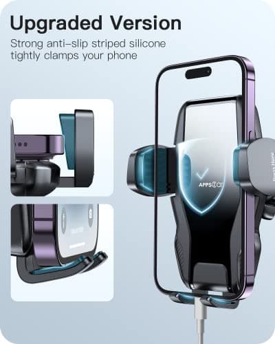 Support de téléphone universel à bras réglable Cygne - Pour iPhone 13/12/11 & Samsung, Montage sur pare-brise - Image cl