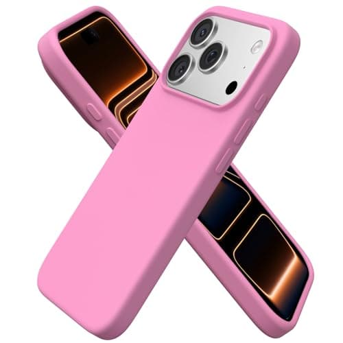 ORNARTO Coque en Silicone Liquide iPhone 17 Pro (6,3") - Protection Antichoc, Intérieur Doux en Microfibre, Bleu Marine — Rose Pêche