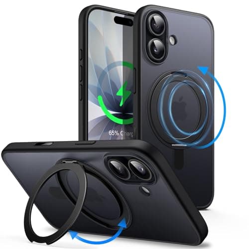 Coque Anneau Rotatif JETech 360° pour iPhone 17, compatible MagSafe (Noir)