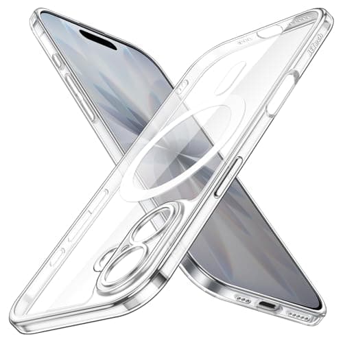 JETech Coque Magnétique Fine pour iPhone 17 Pro 6,3 Pouces Compatible avec MagSafe | Protection Complète Objectif Caméra — Transparente