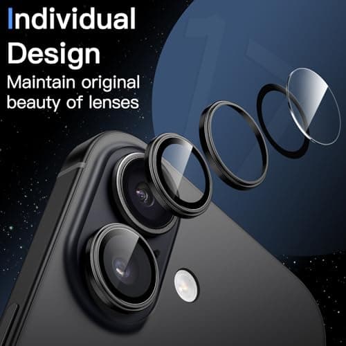 JETech Protecteur d'Objectif de Caméra pour iPhone 17 - Protection Visible, Ajustement Exact 1:1, Coque d'Essaim Métalli