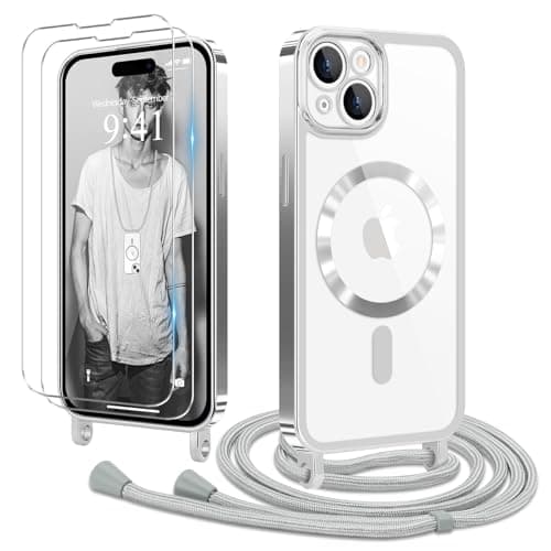 Coque Etanger pour iPhone 17 Violet avec Cordon Magnetique & 2×Verre Trempé — transparent