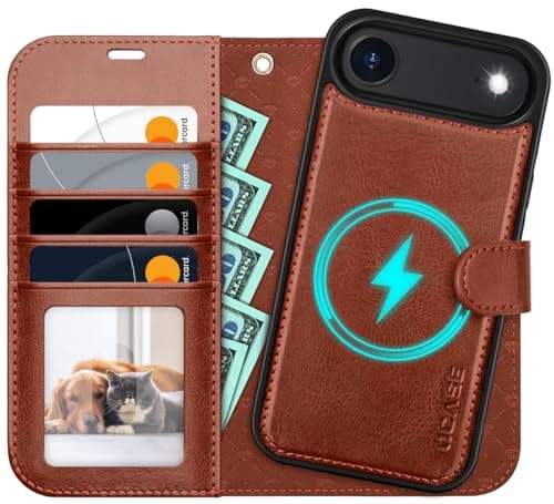 OCASE Coque iPhone 17 Pro 2-en-1 RFID Blocage Anti-Choc PU Cuir Portefeuille, Étui Étanche pour iPhone 17 Pro (6,3'', 20 — Brun Foncé