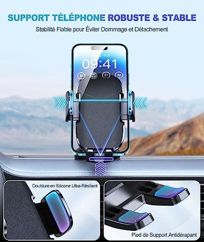 CIRYCASE Support Téléphone Voiture Ventouse, 4-7" Smartphones, Universel 360° Réglable, Libération Rapide à Un Bouton, P