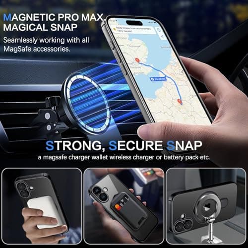 Coque BENTOBEN Magnétique iPhone 17 Magsafe Anti Rayures,Noir,Camera Protection Support Anneau Intégré 6.3" Réussite Étu