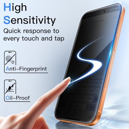 JETech Protection D'écran Anti-Espion pour iPhone 17 Pro Max - Anti-Espion, Verre Trempé facile à installer, Lot de 2