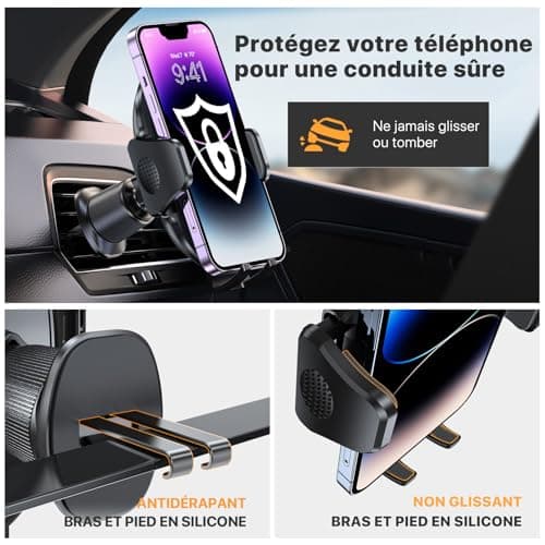 Miracase 2025 Très Stable TéLéPhone Voiture pour Grille D'aération, Compatible 360° Mains Libres GPS 4-7.2" SmartphoneṢ