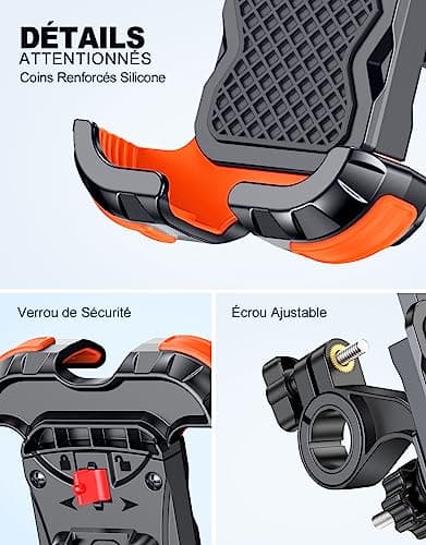 support telefone moto sécurisé [verrouillage], compatible téléphone moto, protection moto