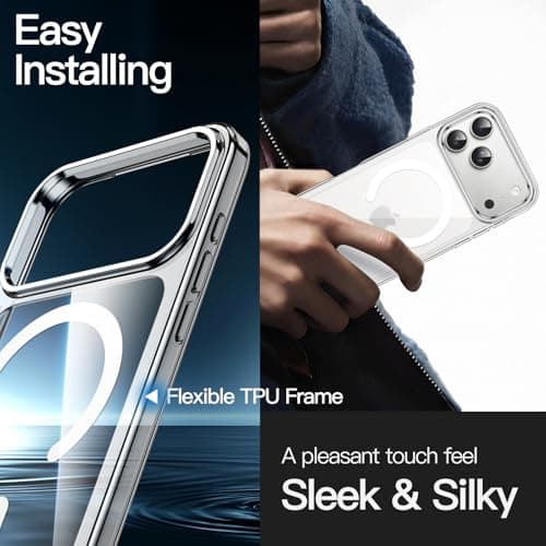 JETech Coque Magnétique iPhone 17 Pro Max Étui Housse Antichoc Bumper Transparent Anti-Rayures MagSafe (6,9 Pouces)