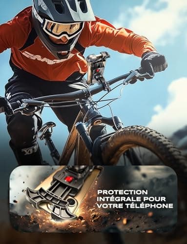 Support Téléphonique Vélo Moto Serré Blindé, 1S Verrouillage Rapide 360° Rotation, Universel pour VTT/Trotinette Elec.,
