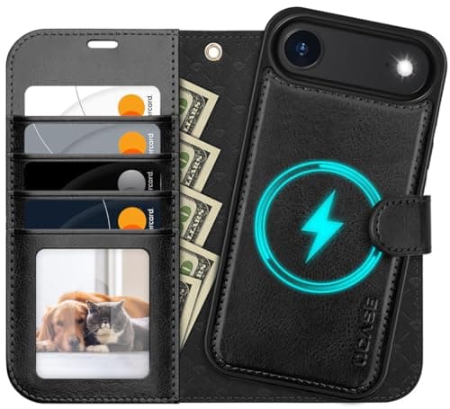OCASE Coque iPhone 17 Pro 2-en-1 RFID Blocage Anti-Choc PU Cuir Portefeuille, Étui Étanche pour iPhone 17 Pro (6,3'', 20 — Noir