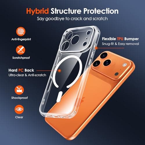 Coque Magnétique Ivoler pour iPhone 17 Pro Max - Compatible MagSafe, Protection Militaire, Étui HD Clair Anti-Jaunisseme