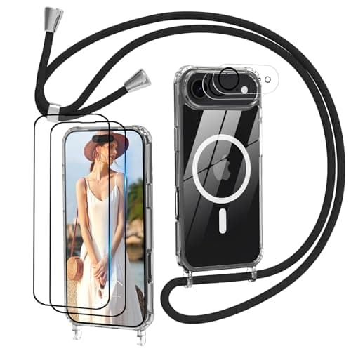 Nupcknn Magnétique Coque iPhone 17 Pro Max Magsafe | Protection Complète 2 Verres Trempés & 2 Caméras | Transparent Coll — Noir