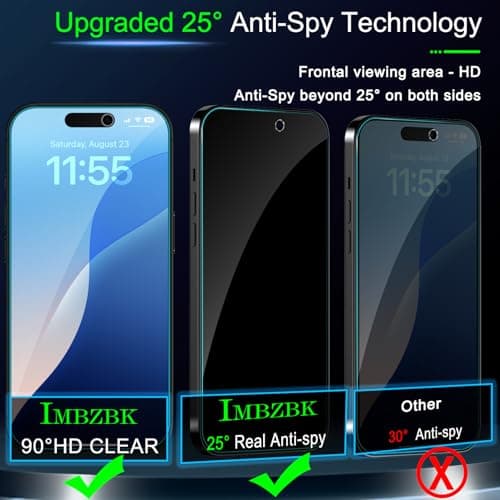 IMBZBK Verre Trempé iPhone 17 Pro Max - Qualité Militaire, 9H+ Anti-Rayures, Anti-Espion & Dépoussiérage Automatique, 3+
