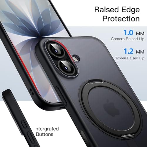 Coque Anneau Rotatif JETech 360° pour iPhone 17, compatible MagSafe (Noir)