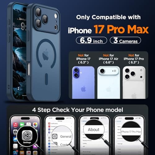 Oududianzi Coque iPhone 17 Pro Max MagSafe Bleu Global Recycled Standard