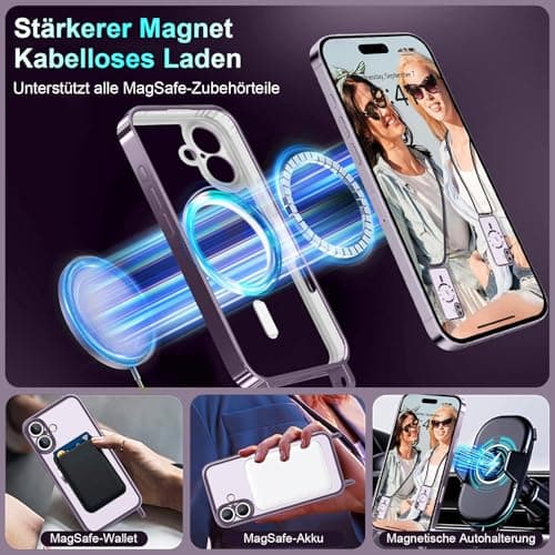 Coque Etanger pour iPhone 17 Violet avec Cordon Magnetique & 2×Verre Trempé