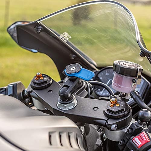 Quad Lock Support pour Smartphone Noir pour iPhone et Samsung Galaxy pour Tige de Fourche de Moto Bleu