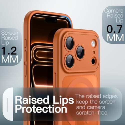 JETech Coque Magnétique Orange iPhone 17 Pro 6,3 Pouces Anti-Chocs Caméra Compatible MagSafe