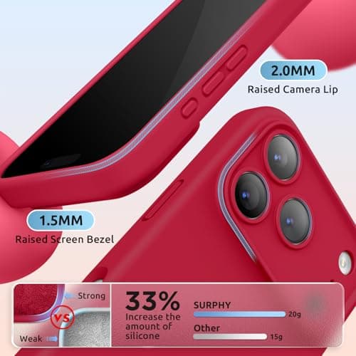 SURPHY Coque AntichociPhone 17 Pro Max Silicone Liquide Rouge Global Recycled Standard Antichoc Magnétique