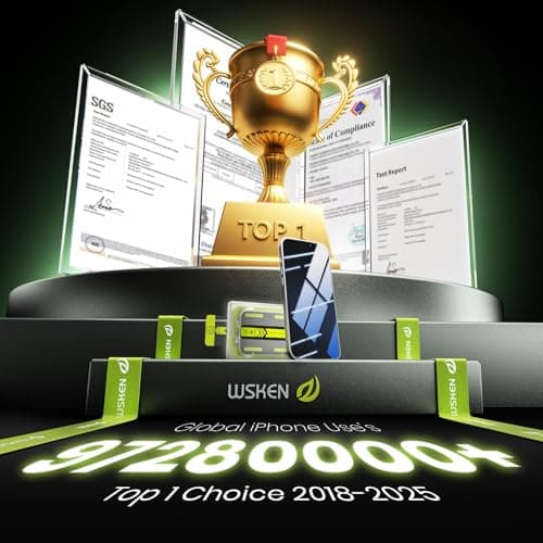 WSKEN Protection d'écran de confidentialité pour iPhone 17 Pro Max – Retrait automatique de la poussière | 9H + verre tr