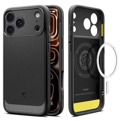 Coque Spigen Rugged Armor MagFit pour iPhone 17 Pro - Robuste et Test de Chute Niveau Militaire - Noir Mat