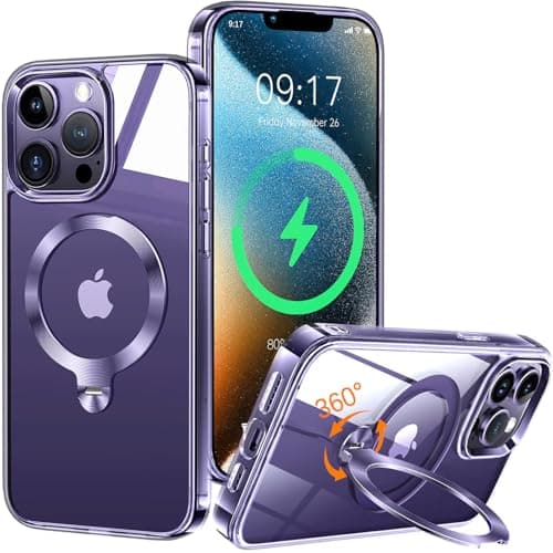 HaloArt 360° Rolatif Support Magnétique Coque pour iPhone 17 Pro Max | Puissance Magnétique Maximale & Protection Milita — Violet