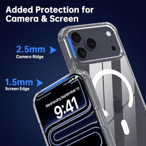 Nupcknn Magnétique Coque iPhone 17 Pro Max Magsafe | Protection Complète 2 Verres Trempés & 2 Caméras | Transparent Coll