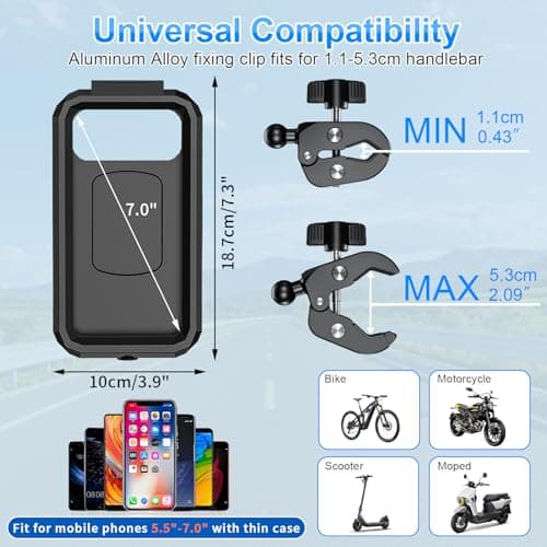BTNEEU Support Téléphone Moto Étanche pour Vélo et VTT 360° Rotation et Anti Vibration 5,5-7,0 Pouces Smartphones
