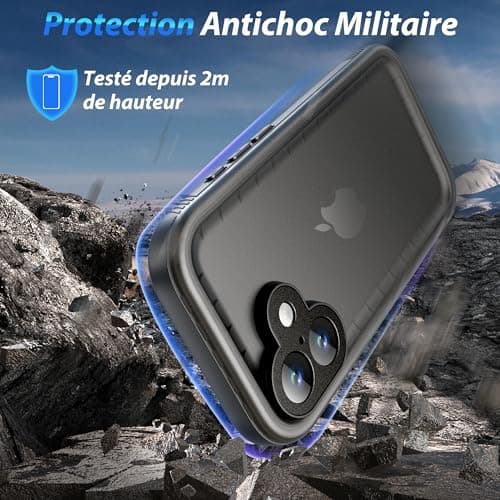 SPORTLINK Coque Étanche Antichoc pour iPhone 17 - IP68 Imperméable Militaire [IP68 Waterproof] - Protection Caméra+Écra