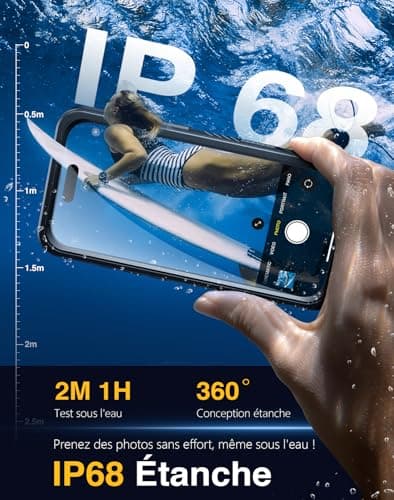 Lanhiem Coque Étanche IP68 iPhone 17 Pro Max Militaire Chantier - Antichoc Incassable Protection Écran+Camera Noir