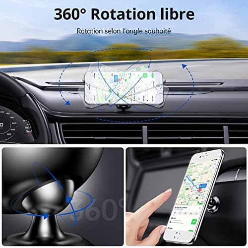 Syncwire Support Magnétique Portable pour Voiture - Rotation 360° Aimants FortsCompatible avec iPhone/Samsung/Huawei/GPS