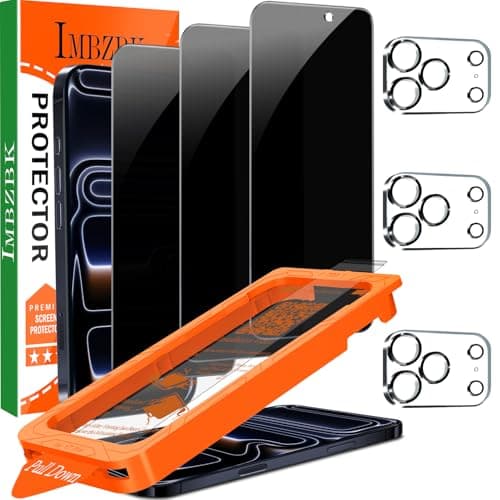 IMBZBK Verre Trempé iPhone 17 Pro Anti Rayures + Protection Camera, Dépoussiérage Automatique, Qualité Militaire, 3+3 Pi