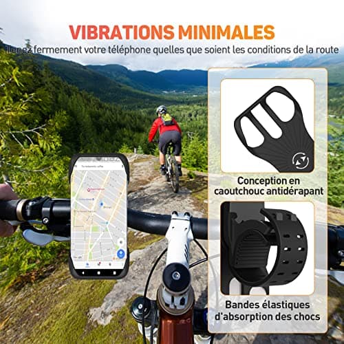 Support Téléphone Vélo Haslaky 360° Rotation, Universel, Compatible |5-7 Pouces Smartphones, VTT, Trottinette, Scooter,