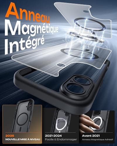 Magnetic Coque Tochl pour iPhone 17 6,3 Pouces - Protection Améliorée de l'Objectif & Compatible MagSafe - Noir Global R