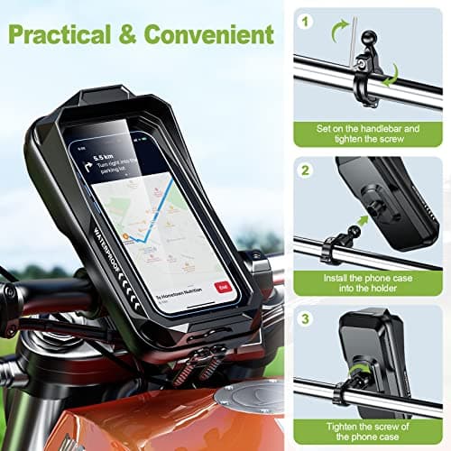 Support BTNEEU Téléphone Moto Étanche pour Smartphone Anti-Vibration (Noir A)