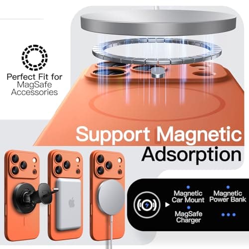 JETech Coque Magnétique Fine pour iPhone 17 Pro Max, Étui Housse Minimaliste Compatible MagSafe (Orange)  
JETech Coque