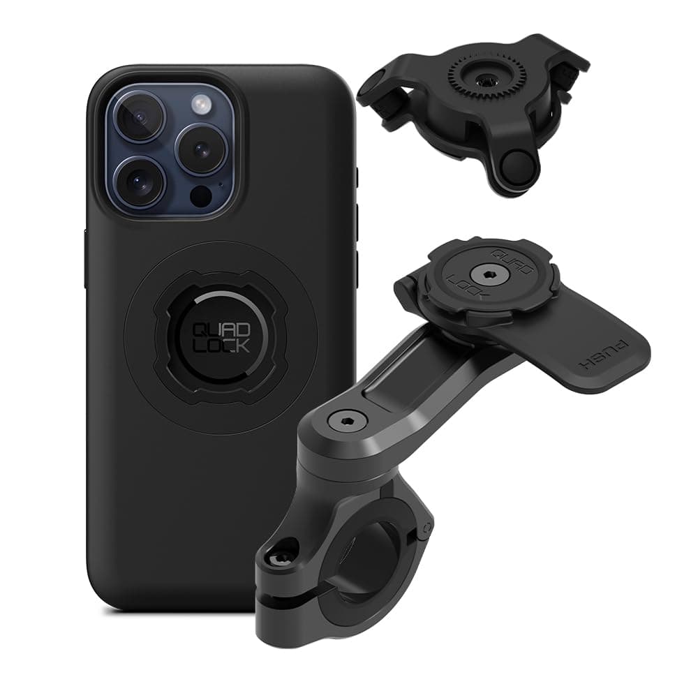 Quad Lock Support Téléphone Pro pour Moto avec Amortisseur et Coque MAG pour iPhone 15 Pro Max