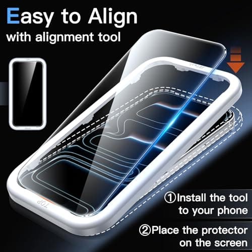 JETech Coque 5 en 1 pour iPhone 17 Pro 6,3 Pouces | Protection D'écran en Verre Trempé & Protecteur d'Objectif Caméra |
