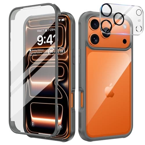 Coque Seacosmo pour iPhone 17 6,3 Pouces - Antichoc Verre Trempé Caméra Protecteur 9H Noir — Gris