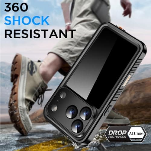 Coque étanche AICase IP68 pour iPhone 17 Pro Max 6,9", Protection 360°, Plongée Vinyl Bassin