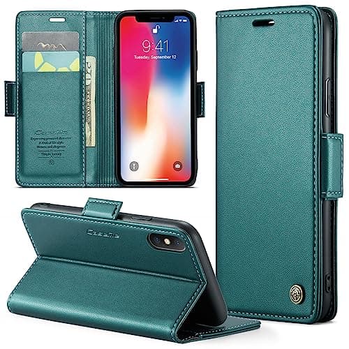 Phernykas Coque iPhone 17 Pro Max Noir Étui Portefeuille Wallet en Cuir PUProtection Antivol Folio Magnétique RFID — Green