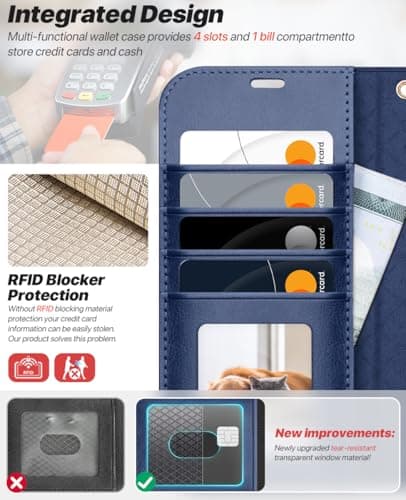 OCASE Coque Magnétique Détachable 2-en-1 pour iPhone 17 Pro Max - Bleu  
OCASE Coque en PU Étui Portefeuille avec RFID B