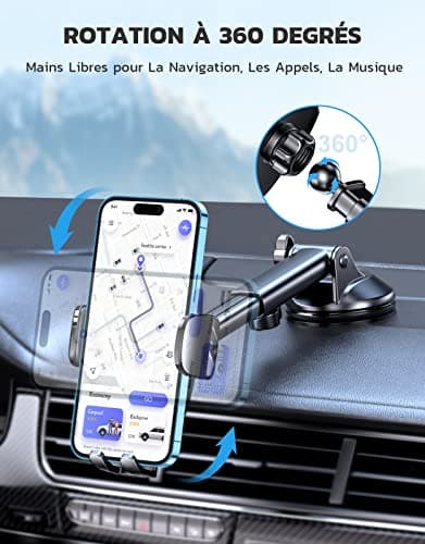 CIRYCASE Support Téléphone Voiture | Ventouse Ultra Puissante / Rotation 360° à Una Main / Pour Smartphone 4-7"