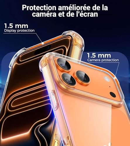 FLLAO Coque 4 en 1 pour iPhone 17 Pro | Verre Trempé x2 & Coussin d'Air IntÉgrÉ | Protection Antichoc & Antirayures | Ho