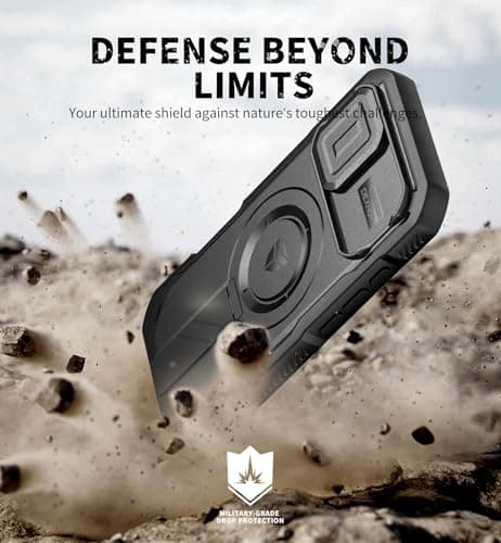 Dexnor pour iPhone 17 Coque Magnétique avec Cache Caméra Coulissant & Kickstand Réglable & Protecteur d'Écran Intégré -