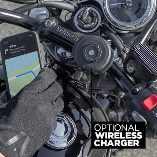 Quad Lock Support pour Smartphone Noir pour iPhone et Samsung Galaxy pour Tige de Fourche de Moto Bleu