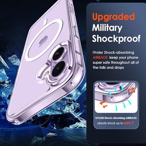 ivoler Coque Magnétique pour iPhone 17, Compatible MagSafe, Protection Antichoc Militaire Étui Dos Transparent Anti-Rayu